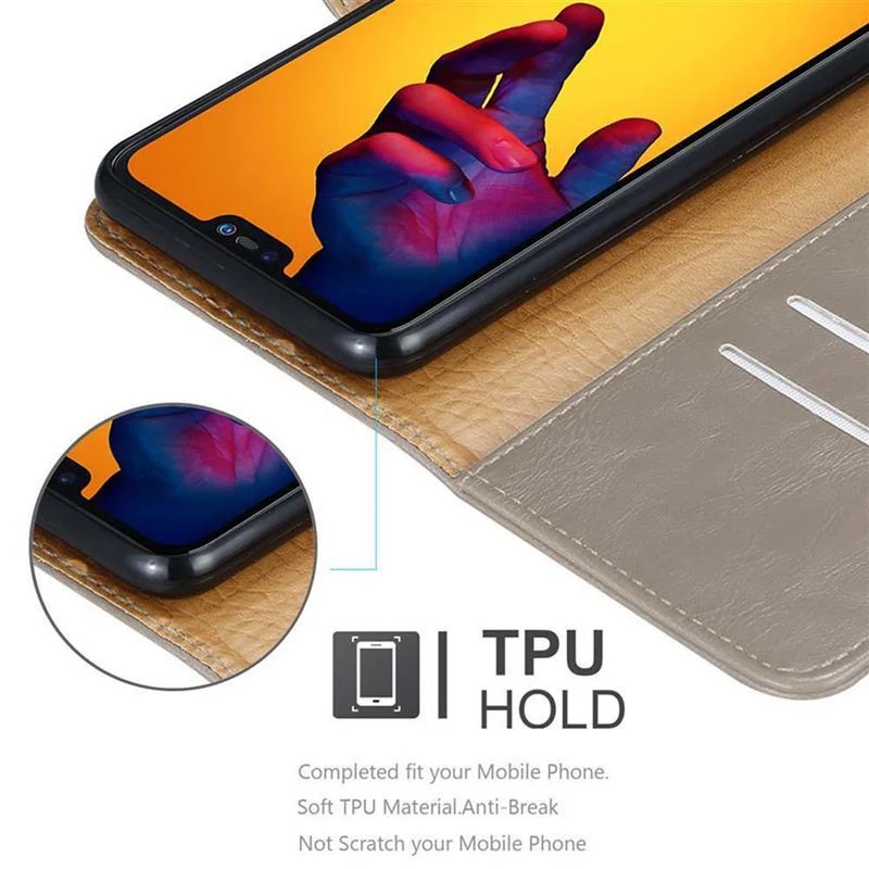 Cadorabo Hülle kompatibel mit Huawei P20 LITE 2018 / NOVA 3E Schutzhülle mit Magnetverschluss, Standfunktion und Kartenfach