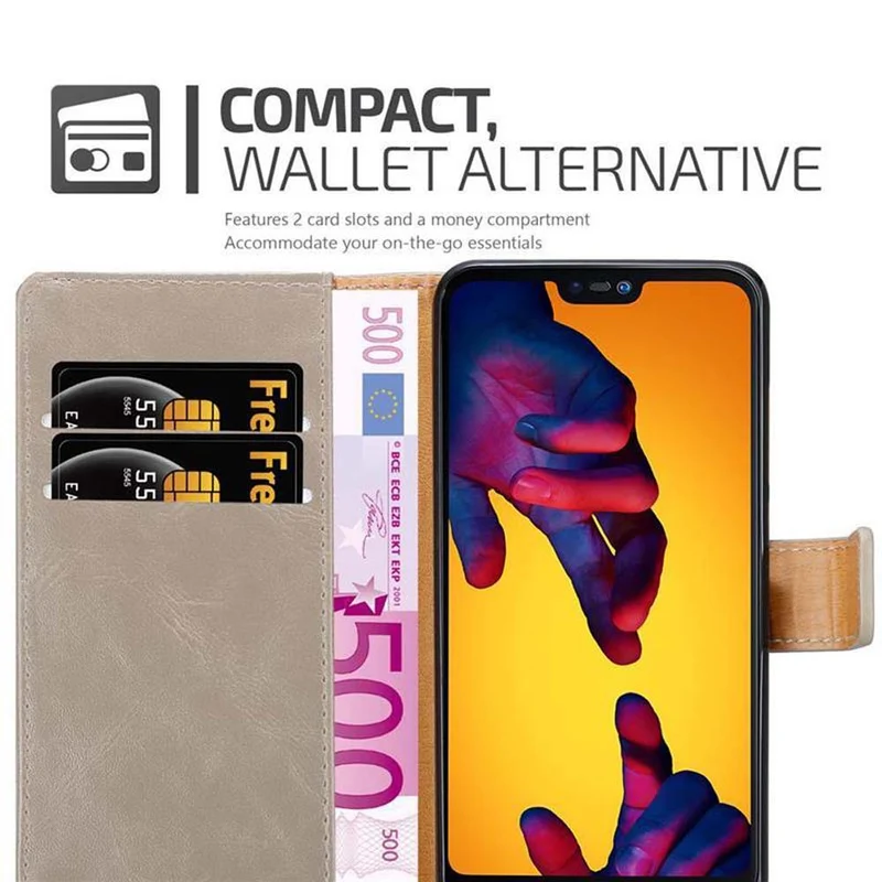 Cadorabo Hülle kompatibel mit Huawei P20 LITE 2018 / NOVA 3E Schutzhülle mit Magnetverschluss, Standfunktion und Kartenfach