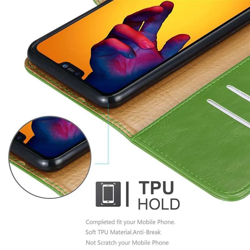 Cadorabo Hülle kompatibel mit Huawei P20 LITE 2018 / NOVA 3E Schutzhülle mit Magnetverschluss, Standfunktion und Kartenfach