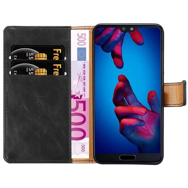 Cadorabo Hülle kompatibel mit Huawei P20 Schutzhülle mit Magnetverschluss, Standfunktion und Kartenfach