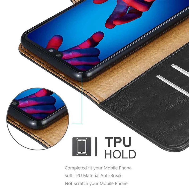 Cadorabo Hülle kompatibel mit Huawei P20 Schutzhülle mit Magnetverschluss, Standfunktion und Kartenfach
