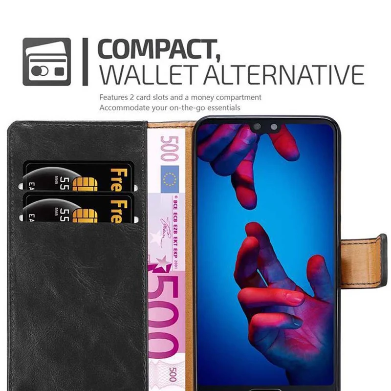 Cadorabo Hülle kompatibel mit Huawei P20 Schutzhülle mit Magnetverschluss, Standfunktion und Kartenfach
