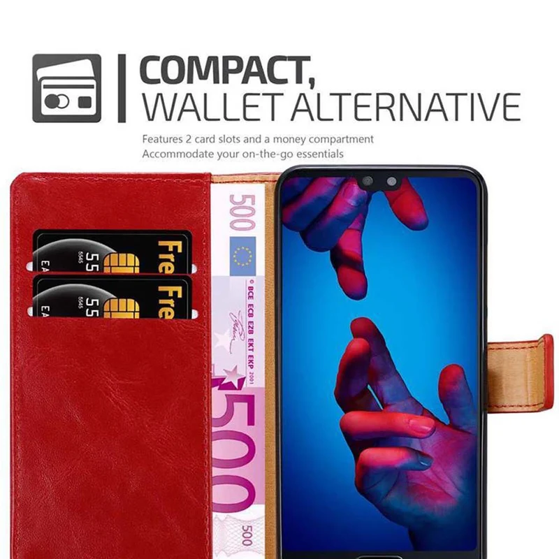 Cadorabo Hülle kompatibel mit Huawei P20 Schutzhülle mit Magnetverschluss, Standfunktion und Kartenfach