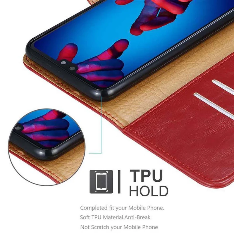 Cadorabo Hülle kompatibel mit Huawei P20 Schutzhülle mit Magnetverschluss, Standfunktion und Kartenfach