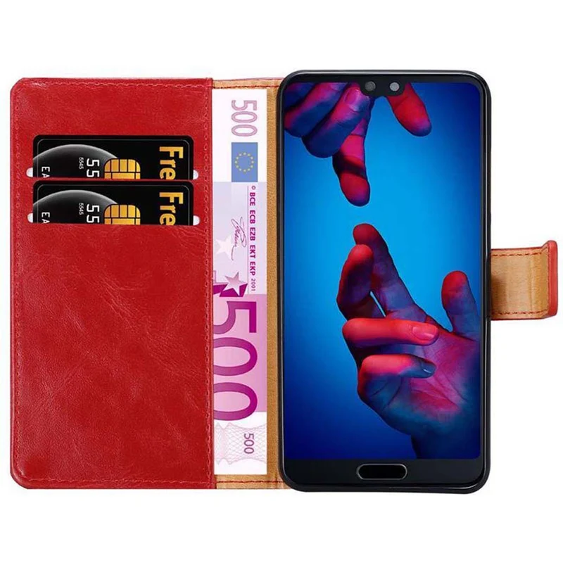 Cadorabo Hülle kompatibel mit Huawei P20 Schutzhülle mit Magnetverschluss, Standfunktion und Kartenfach