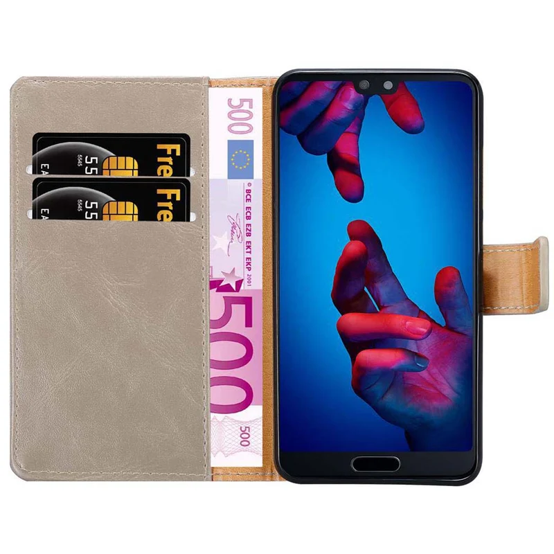 Cadorabo Hülle kompatibel mit Huawei P20 Schutzhülle mit Magnetverschluss, Standfunktion und Kartenfach