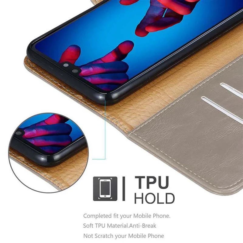 Cadorabo Hülle kompatibel mit Huawei P20 Schutzhülle mit Magnetverschluss, Standfunktion und Kartenfach