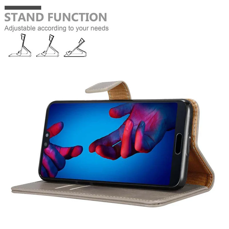 Cadorabo Hülle kompatibel mit Huawei P20 Schutzhülle mit Magnetverschluss, Standfunktion und Kartenfach