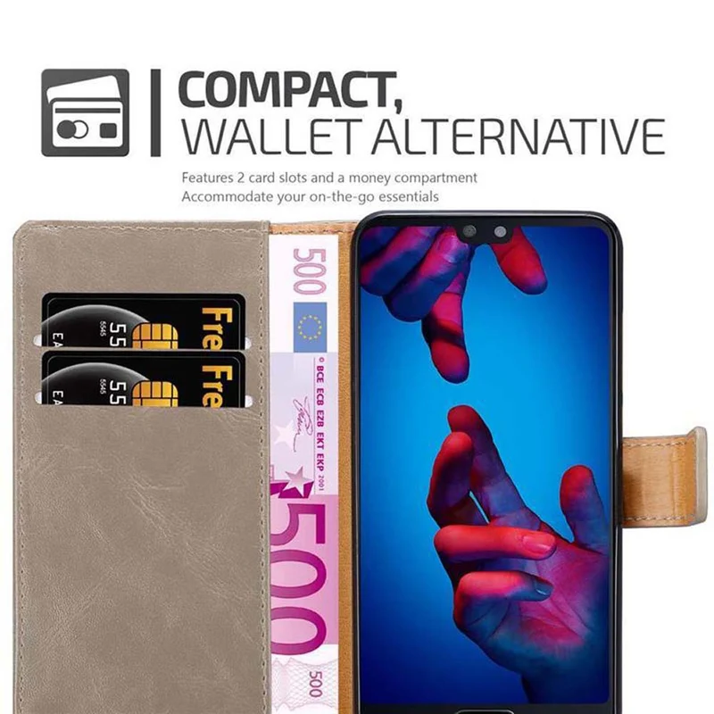Cadorabo Hülle kompatibel mit Huawei P20 Schutzhülle mit Magnetverschluss, Standfunktion und Kartenfach