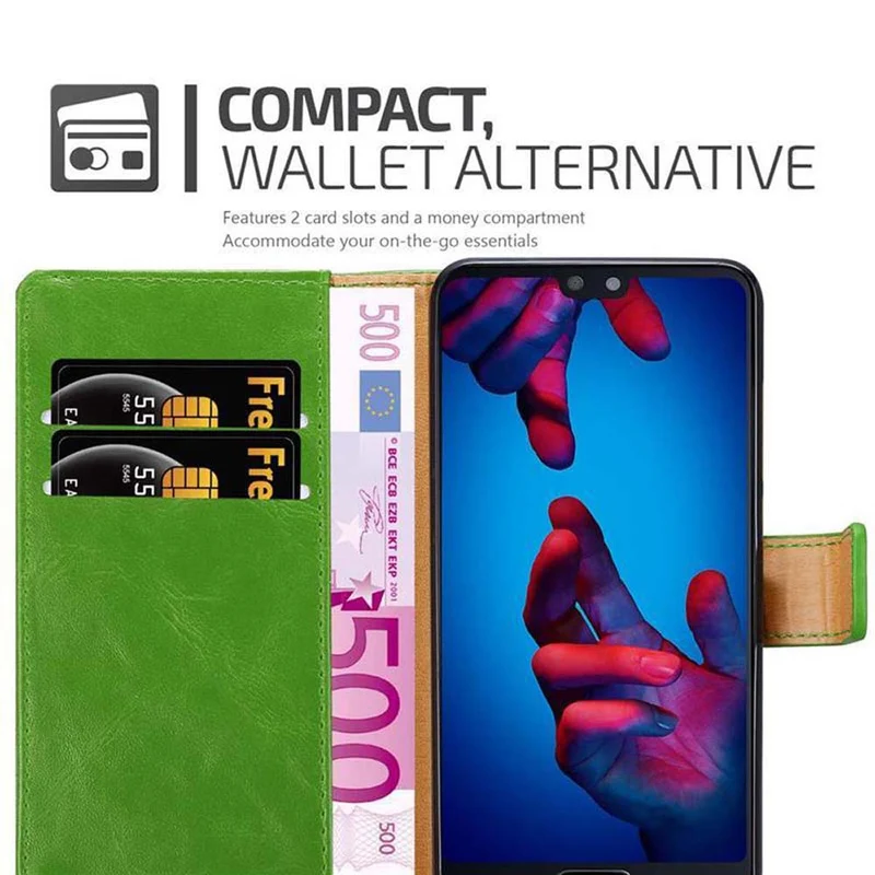 Cadorabo Hülle kompatibel mit Huawei P20 Schutzhülle mit Magnetverschluss, Standfunktion und Kartenfach