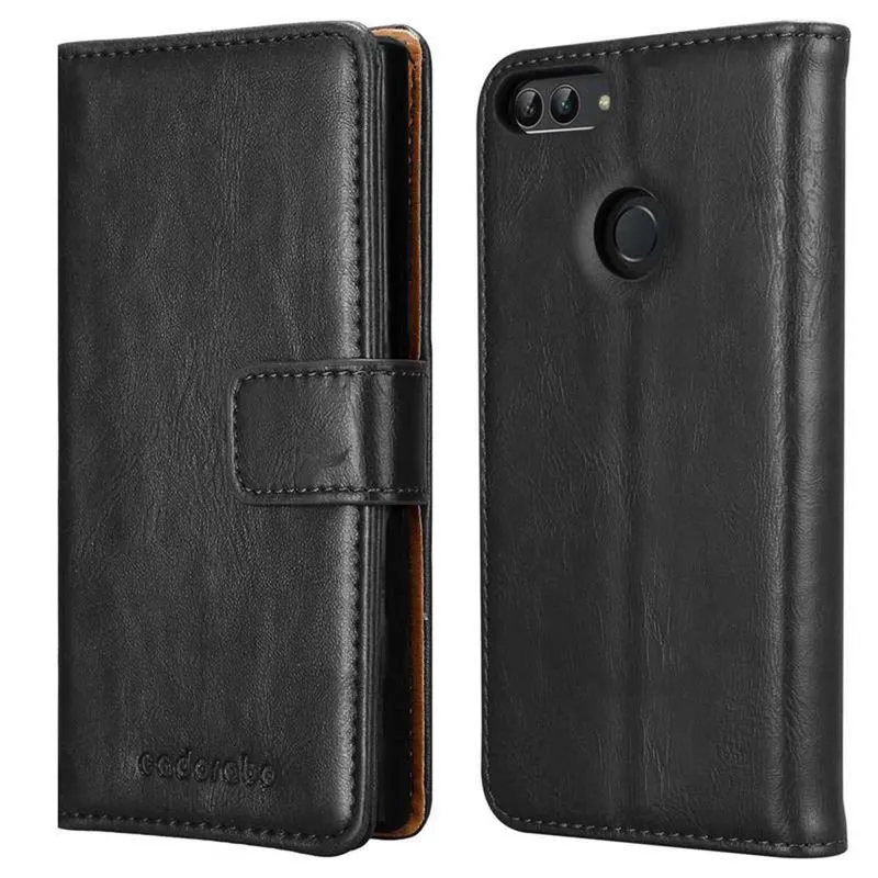 Cadorabo Hülle kompatibel mit Huawei P SMART 2018 / Enjoy 7S Schutzhülle mit Magnetverschluss, Standfunktion und Kartenfach