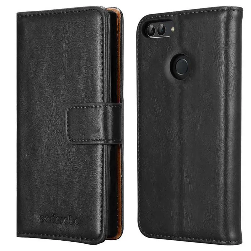 Cadorabo Hülle kompatibel mit Huawei P SMART 2018 / Enjoy 7S Schutzhülle mit Magnetverschluss, Standfunktion und Kartenfach