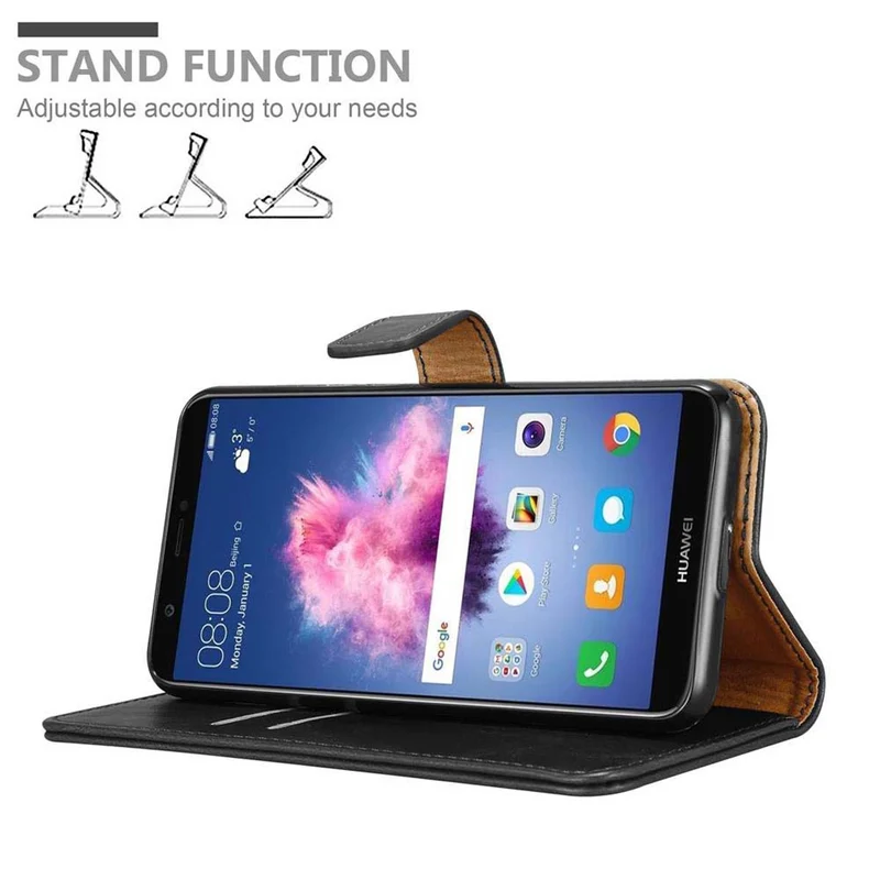 Cadorabo Hülle kompatibel mit Huawei P SMART 2018 / Enjoy 7S Schutzhülle mit Magnetverschluss, Standfunktion und Kartenfach
