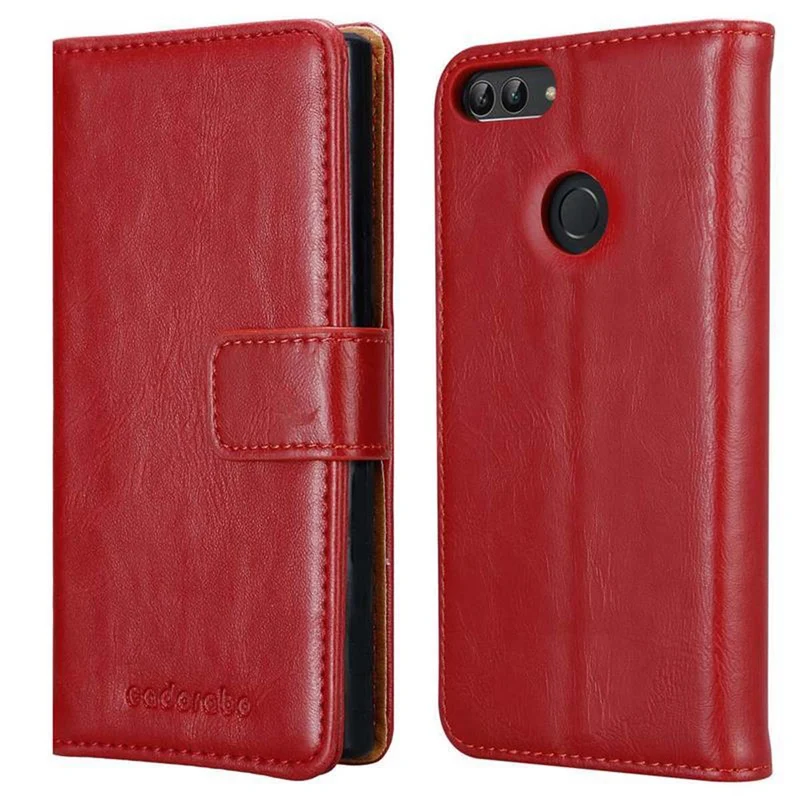 Cadorabo Hülle kompatibel mit Huawei P SMART 2018 / Enjoy 7S Schutzhülle mit Magnetverschluss, Standfunktion und Kartenfach