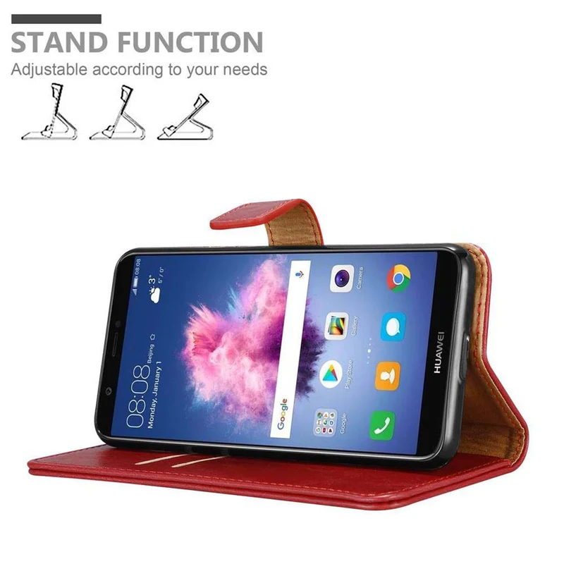 Cadorabo Hülle kompatibel mit Huawei P SMART 2018 / Enjoy 7S Schutzhülle mit Magnetverschluss, Standfunktion und Kartenfach