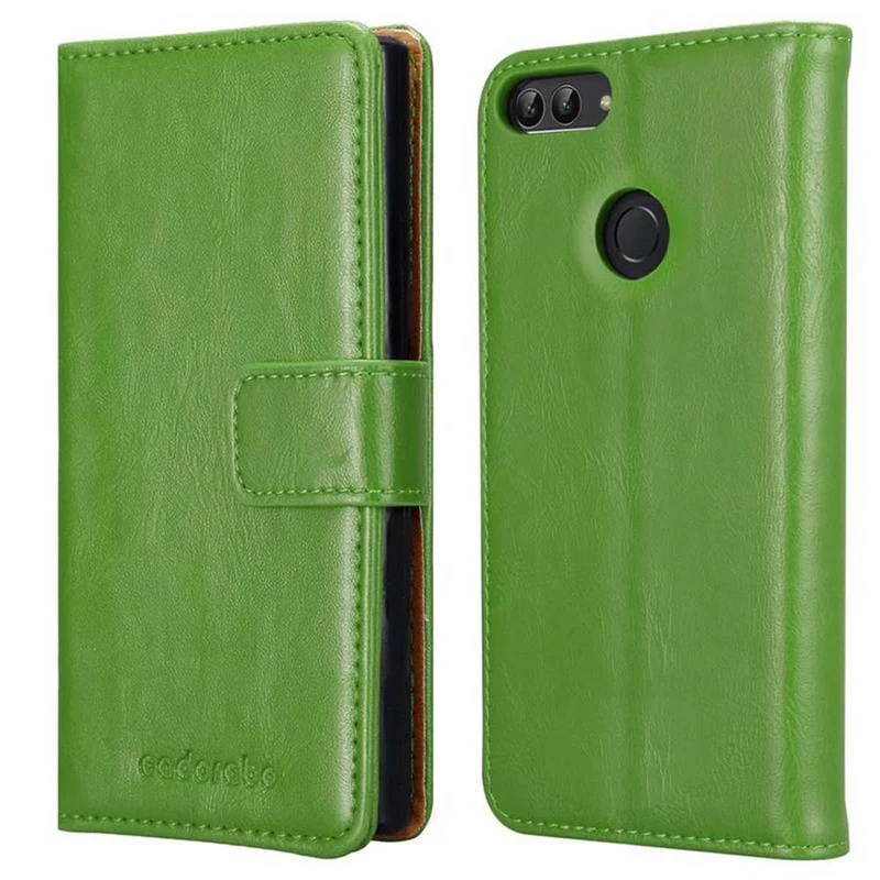 Cadorabo Hülle kompatibel mit Huawei P SMART 2018 / Enjoy 7S Schutzhülle mit Magnetverschluss, Standfunktion und Kartenfach