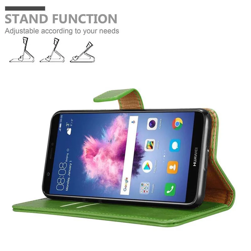 Cadorabo Hülle kompatibel mit Huawei P SMART 2018 / Enjoy 7S Schutzhülle mit Magnetverschluss, Standfunktion und Kartenfach
