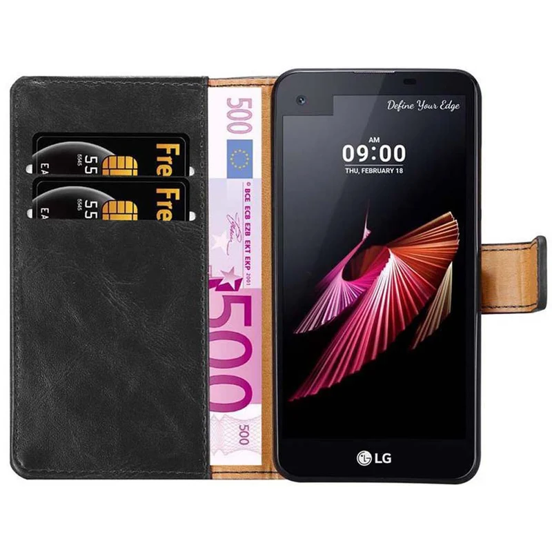 Cadorabo Hülle kompatibel mit LG X SCREEN Schutzhülle mit Magnetverschluss, Standfunktion und Kartenfach