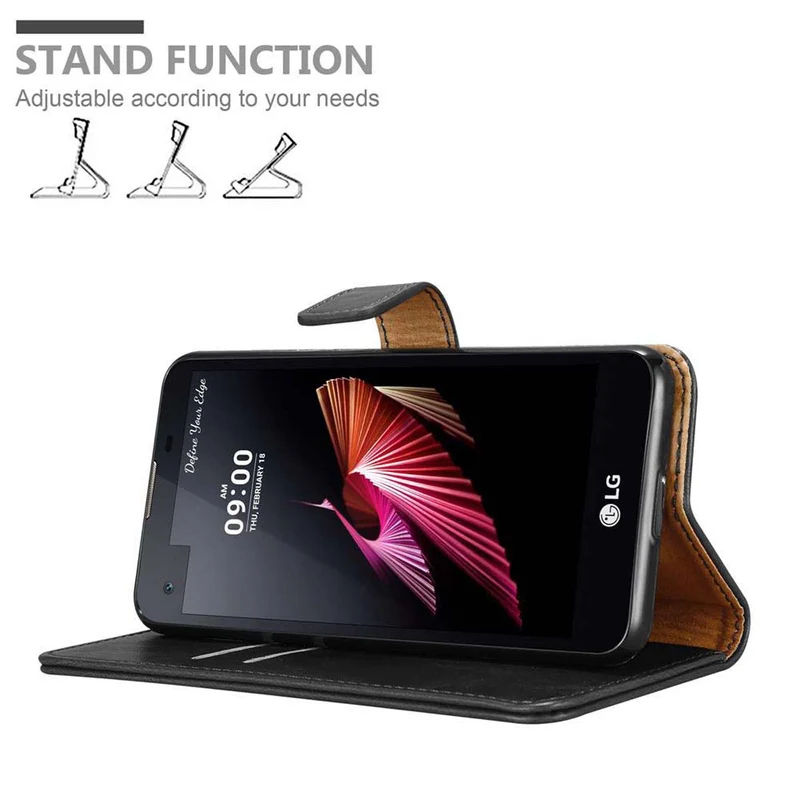 Cadorabo Hülle kompatibel mit LG X SCREEN Schutzhülle mit Magnetverschluss, Standfunktion und Kartenfach