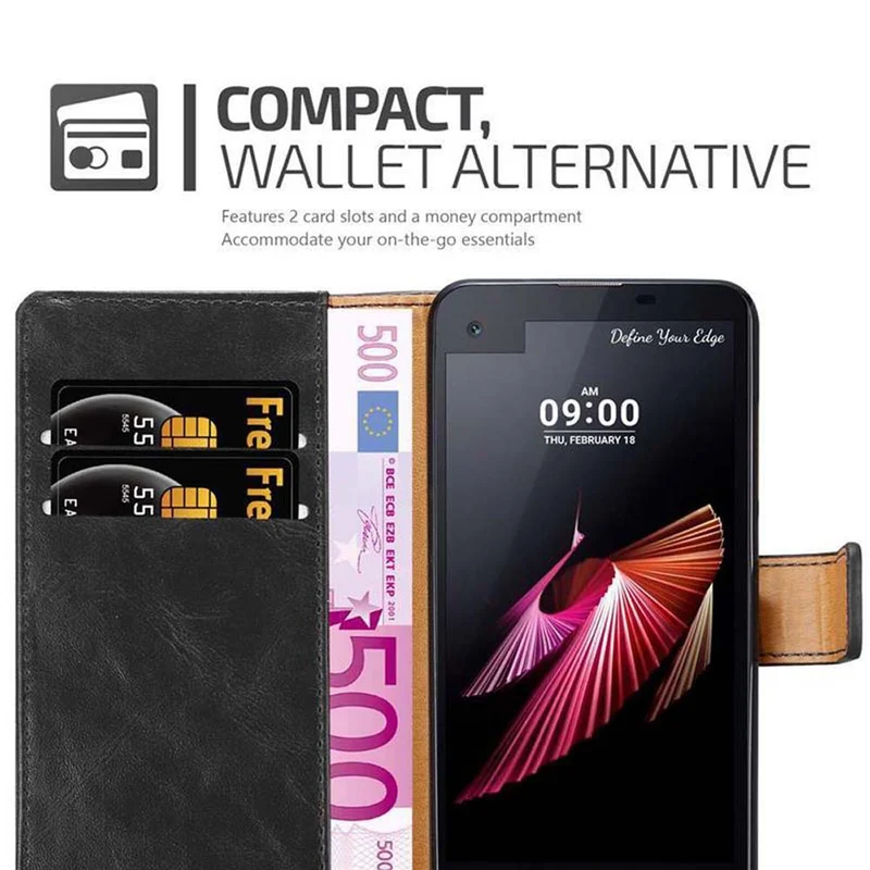 Cadorabo Hülle kompatibel mit LG X SCREEN Schutzhülle mit Magnetverschluss, Standfunktion und Kartenfach