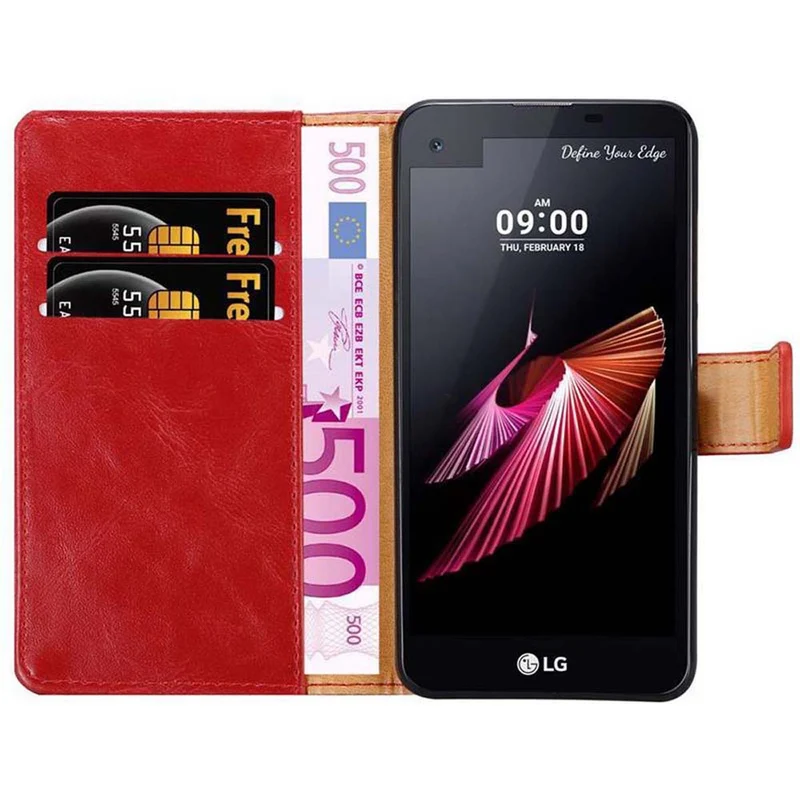 Cadorabo Hülle kompatibel mit LG X SCREEN Schutzhülle mit Magnetverschluss, Standfunktion und Kartenfach