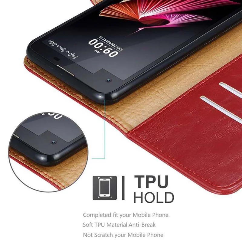 Cadorabo Hülle kompatibel mit LG X SCREEN Schutzhülle mit Magnetverschluss, Standfunktion und Kartenfach