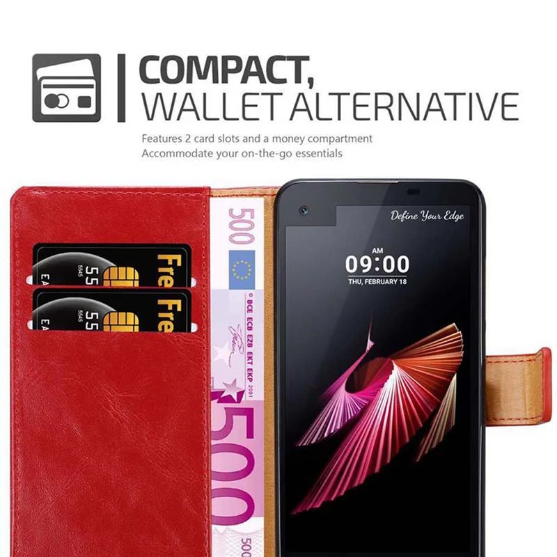 Cadorabo Hülle kompatibel mit LG X SCREEN Schutzhülle mit Magnetverschluss, Standfunktion und Kartenfach