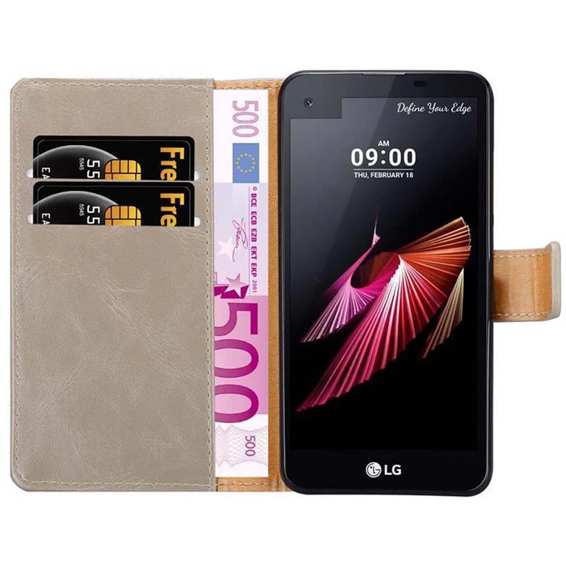 Cadorabo Hülle kompatibel mit LG X SCREEN Schutzhülle mit Magnetverschluss, Standfunktion und Kartenfach