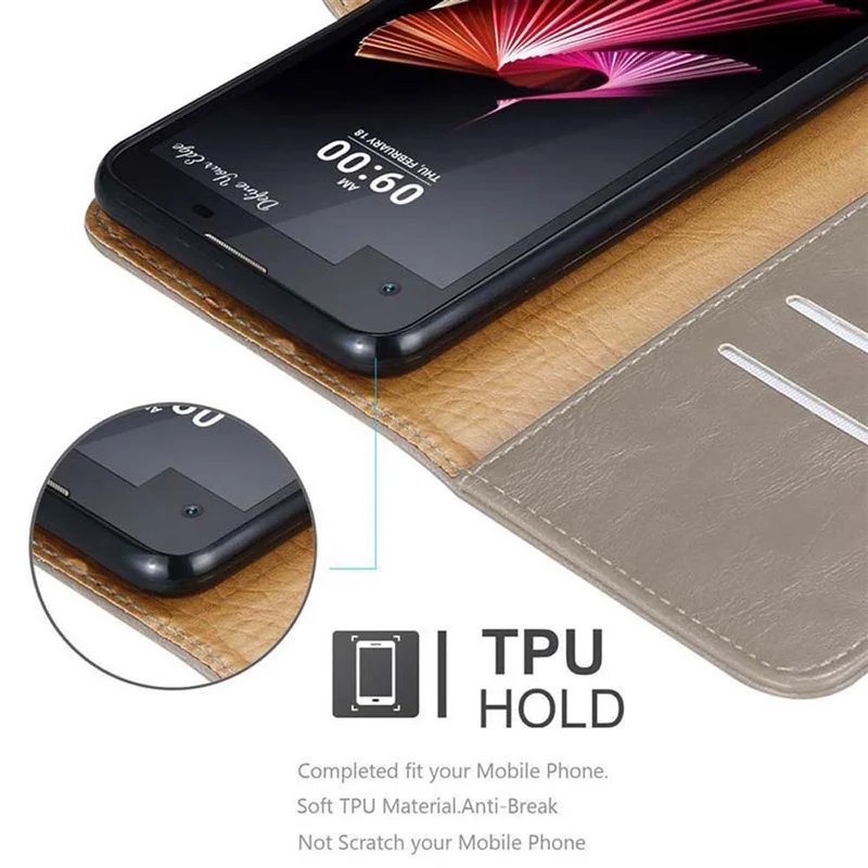 Cadorabo Hülle kompatibel mit LG X SCREEN Schutzhülle mit Magnetverschluss, Standfunktion und Kartenfach