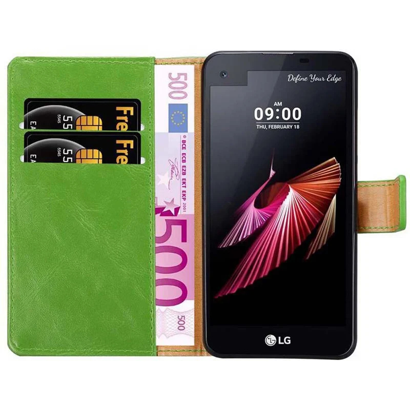 Cadorabo Hülle kompatibel mit LG X SCREEN Schutzhülle mit Magnetverschluss, Standfunktion und Kartenfach