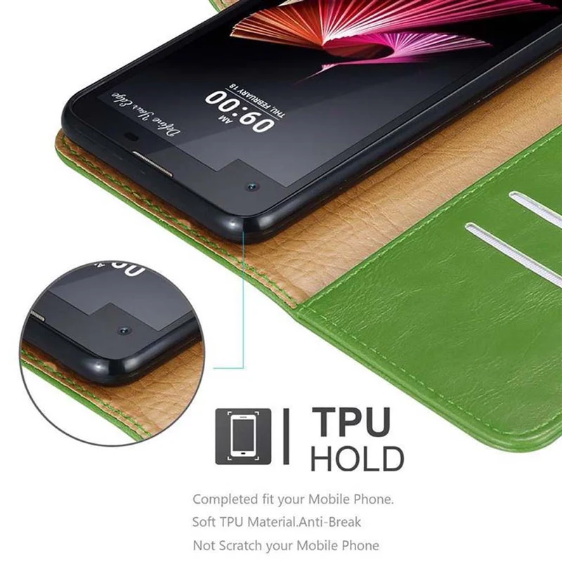 Cadorabo Hülle kompatibel mit LG X SCREEN Schutzhülle mit Magnetverschluss, Standfunktion und Kartenfach