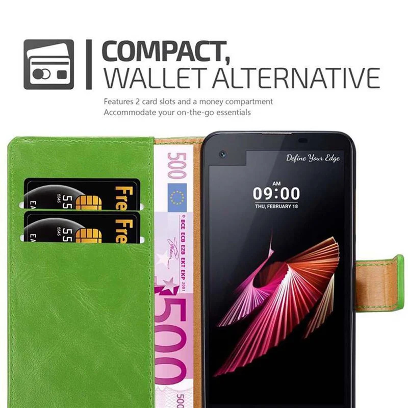 Cadorabo Hülle kompatibel mit LG X SCREEN Schutzhülle mit Magnetverschluss, Standfunktion und Kartenfach
