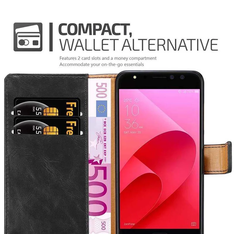 Cadorabo Hülle kompatibel mit Asus ZenFone 4 Selfie PRO Schutzhülle mit Magnetverschluss, Standfunktion und Kartenfach