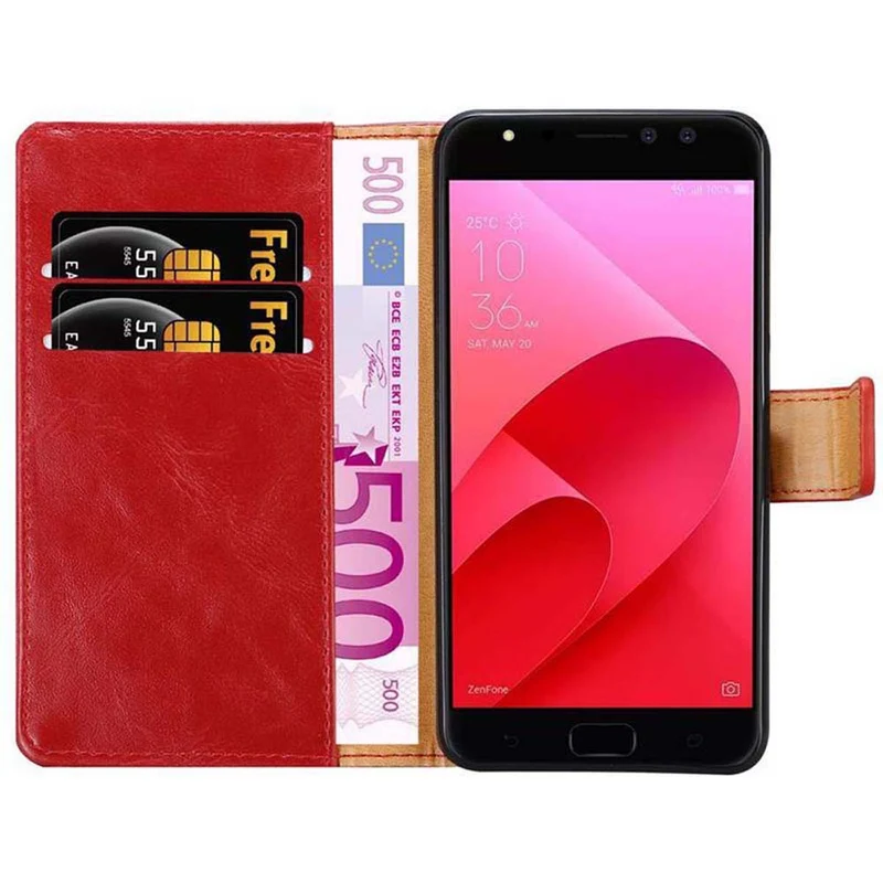 Cadorabo Hülle kompatibel mit Asus ZenFone 4 Selfie PRO Schutzhülle mit Magnetverschluss, Standfunktion und Kartenfach