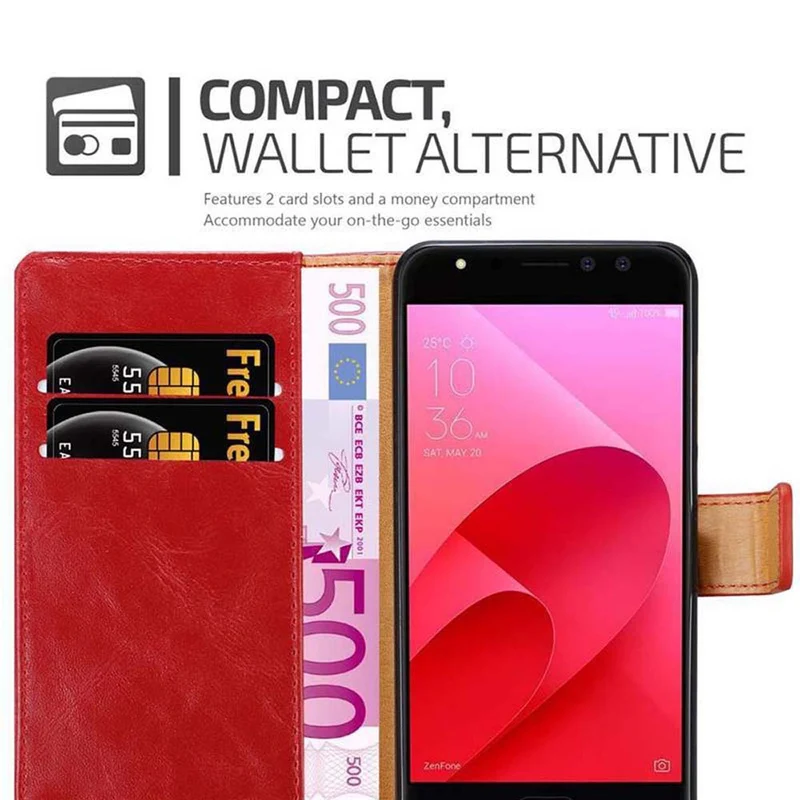 Cadorabo Hülle kompatibel mit Asus ZenFone 4 Selfie PRO Schutzhülle mit Magnetverschluss, Standfunktion und Kartenfach