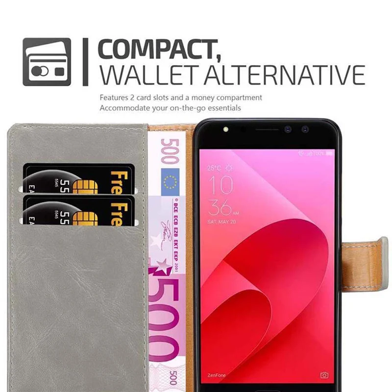 Cadorabo Hülle kompatibel mit Asus ZenFone 4 Selfie PRO Schutzhülle mit Magnetverschluss, Standfunktion und Kartenfach
