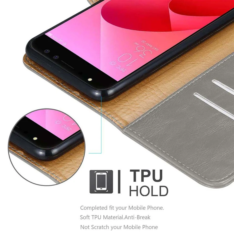 Cadorabo Hülle kompatibel mit Asus ZenFone 4 Selfie PRO Schutzhülle mit Magnetverschluss, Standfunktion und Kartenfach