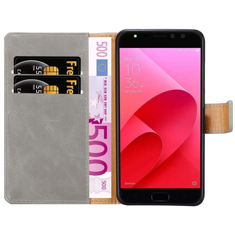 Cadorabo Hülle kompatibel mit Asus ZenFone 4 Selfie PRO Schutzhülle mit Magnetverschluss, Standfunktion und Kartenfach