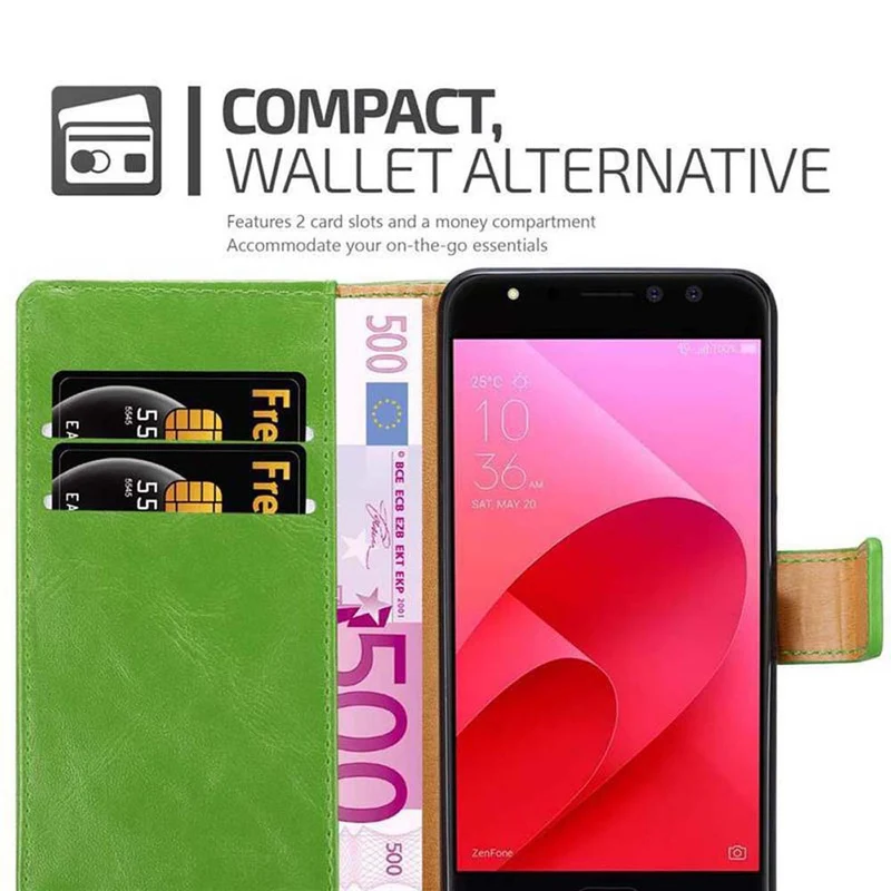 Cadorabo Hülle kompatibel mit Asus ZenFone 4 Selfie PRO Schutzhülle mit Magnetverschluss, Standfunktion und Kartenfach
