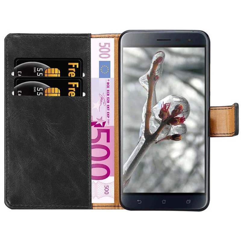 Cadorabo Hülle kompatibel mit Asus ZenFone 3 (5.5 Zoll) Schutzhülle mit Magnetverschluss, Standfunktion und Kartenfach