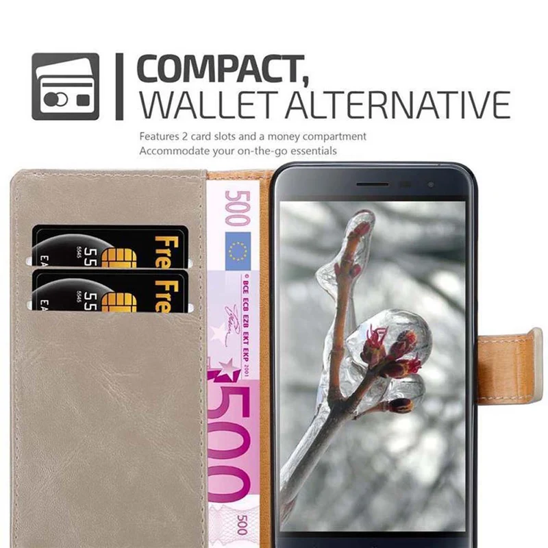 Cadorabo Hülle kompatibel mit Asus ZenFone 3 (5.5 Zoll) Schutzhülle mit Magnetverschluss, Standfunktion und Kartenfach