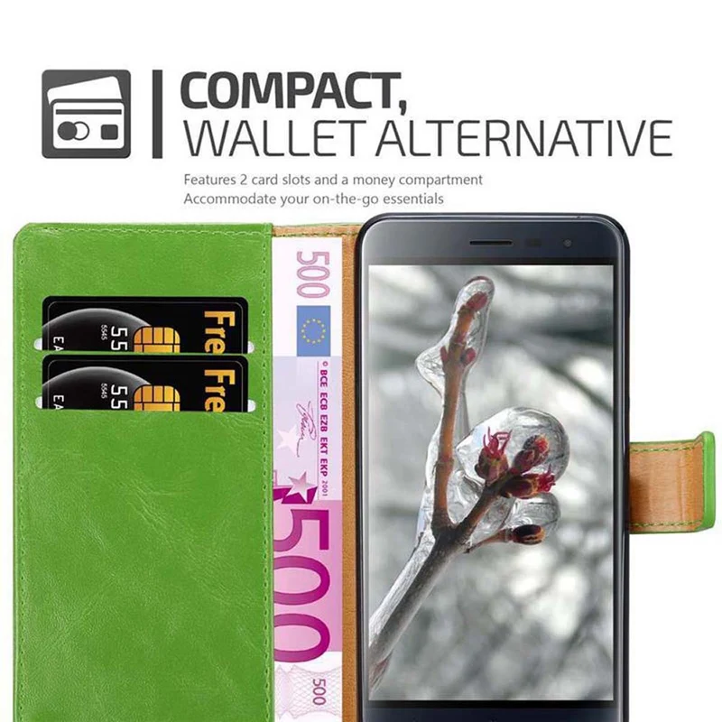 Cadorabo Hülle kompatibel mit Asus ZenFone 3 (5.5 Zoll) Schutzhülle mit Magnetverschluss, Standfunktion und Kartenfach