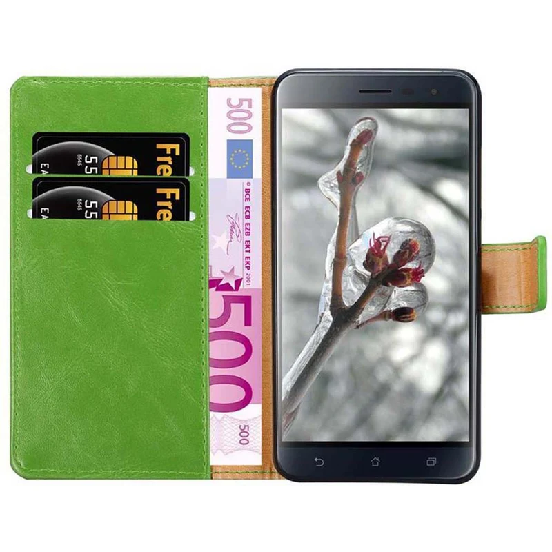 Cadorabo Hülle kompatibel mit Asus ZenFone 3 (5.5 Zoll) Schutzhülle mit Magnetverschluss, Standfunktion und Kartenfach