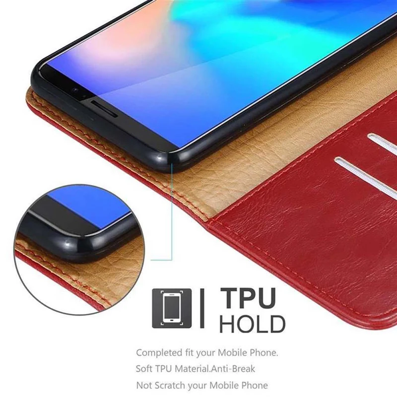 Cadorabo Hülle kompatibel mit Cubot J3 PRO Schutzhülle mit Magnetverschluss, Standfunktion und Kartenfach
