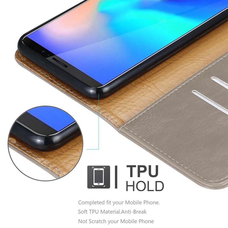 Cadorabo Hülle kompatibel mit Cubot J3 PRO Schutzhülle mit Magnetverschluss, Standfunktion und Kartenfach
