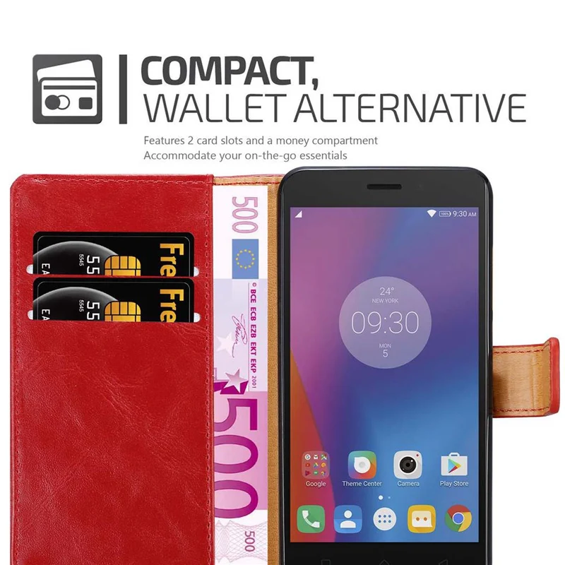 Cadorabo Hülle kompatibel mit Lenovo K6 / K6 POWER Schutzhülle mit Magnetverschluss, Standfunktion und Kartenfach