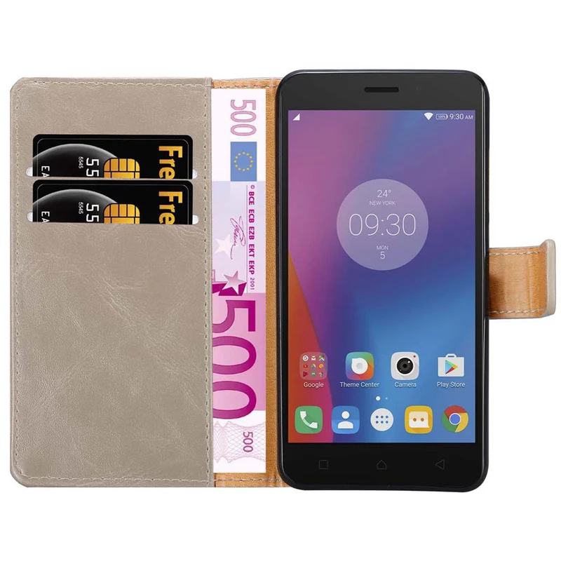 Cadorabo Hülle kompatibel mit Lenovo K6 / K6 POWER Schutzhülle mit Magnetverschluss, Standfunktion und Kartenfach