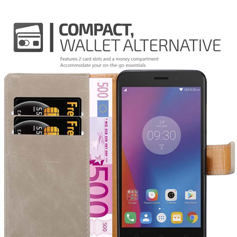 Cadorabo Hülle kompatibel mit Lenovo K6 / K6 POWER Schutzhülle mit Magnetverschluss, Standfunktion und Kartenfach