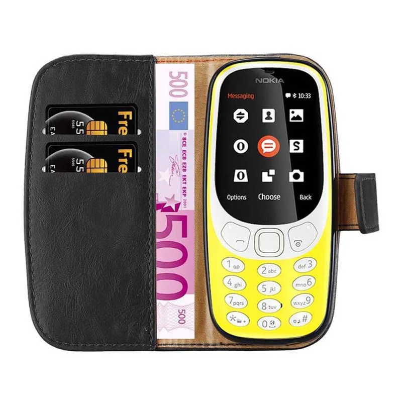 Cadorabo Hülle kompatibel mit Nokia 3310 2G Schutzhülle mit Magnetverschluss, Standfunktion und Kartenfach