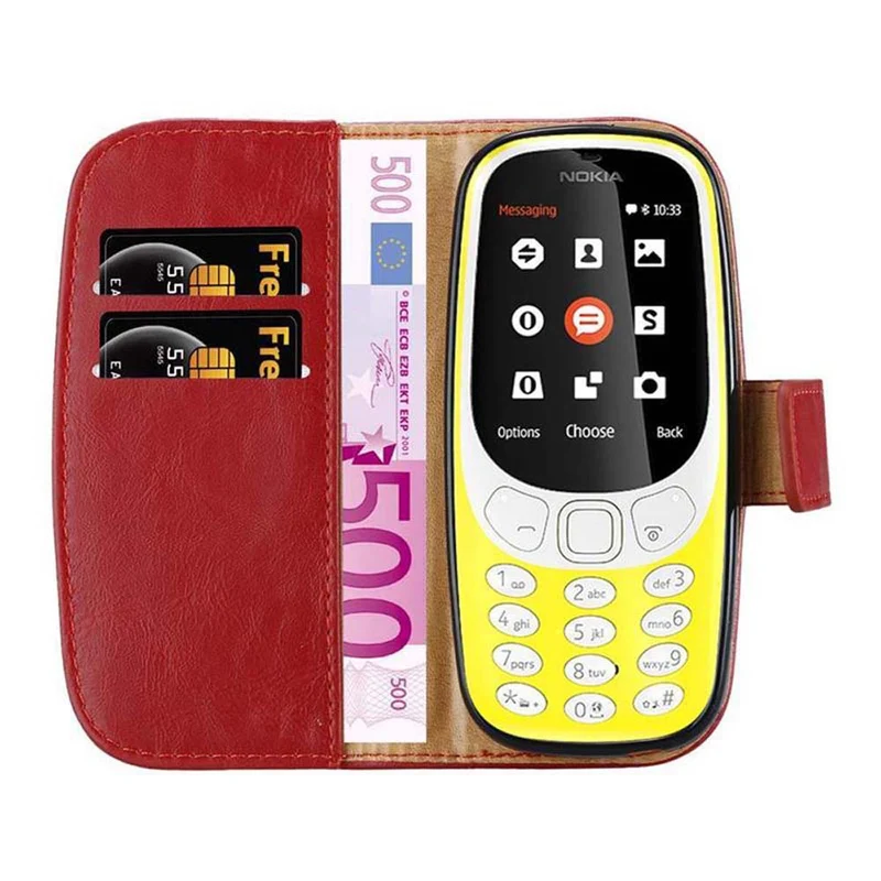 Cadorabo Hülle kompatibel mit Nokia 3310 2G Schutzhülle mit Magnetverschluss, Standfunktion und Kartenfach